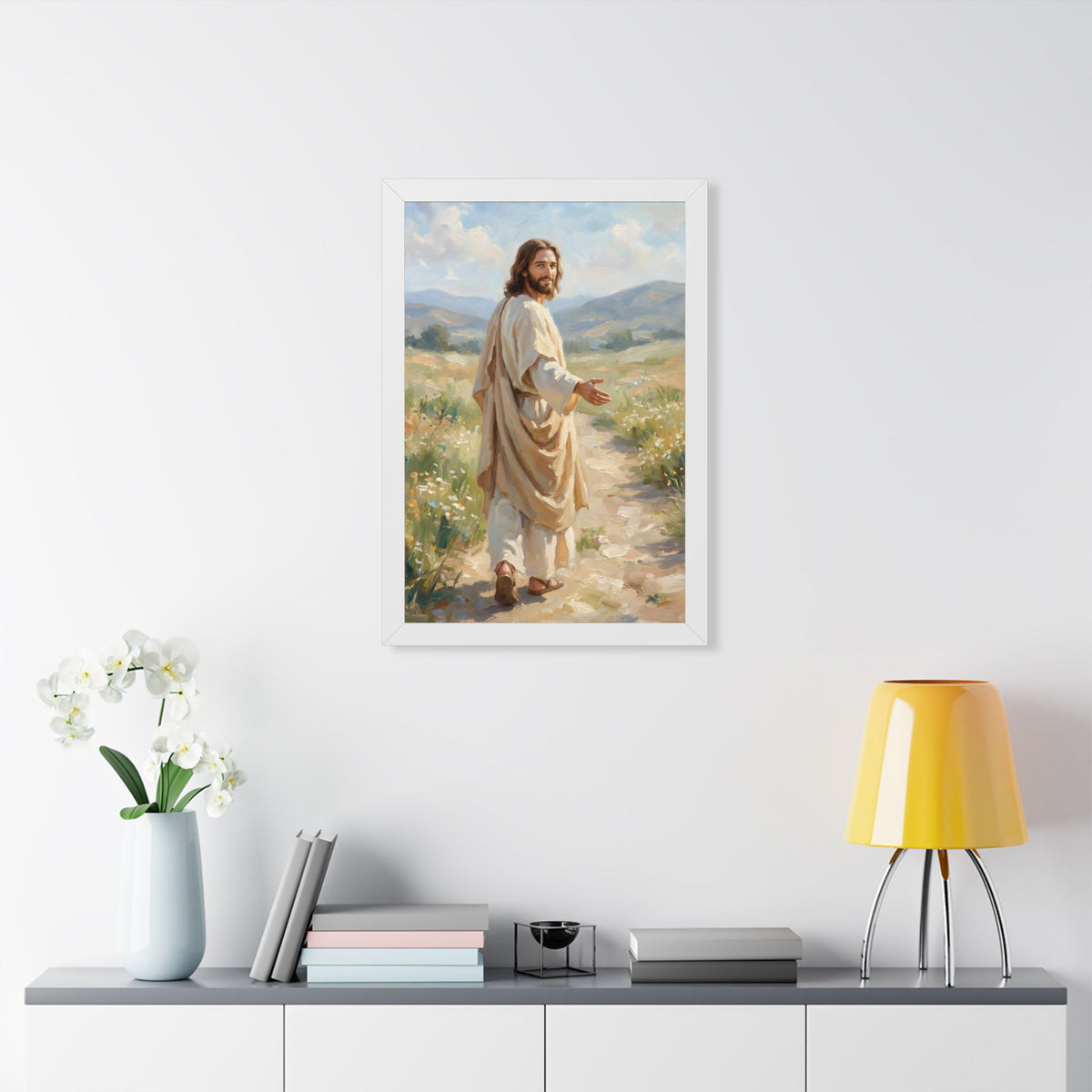 Framed Jesus Walking Wall Art | Follow Jesus Christian Art
