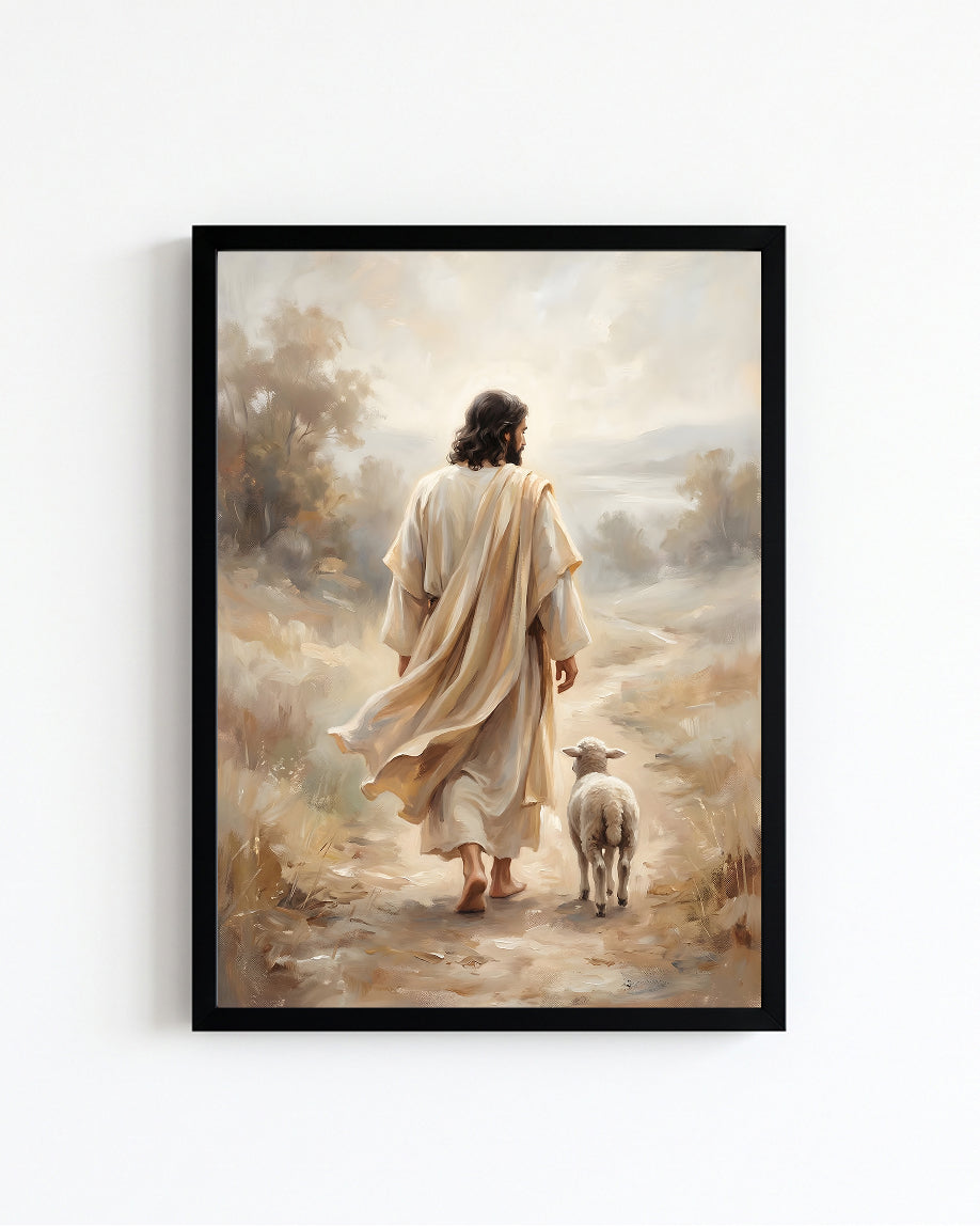 Jesus With Sheep Wall Art | Good Shepherd Christian Art