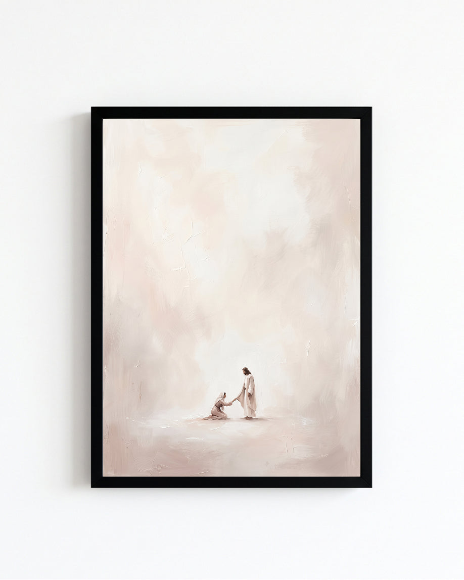 jesus helping woman, jesus wall art, christian wall art, christian printable, jesus comfort art, religious wall art, christian home decor, jesus art print, faith wall art, christian digital download, printable wall art, minimalist christian art, jesus healing art

