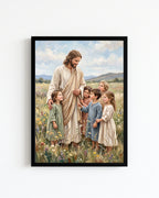 Jesus With Children Wall Art | Christian Family Art

