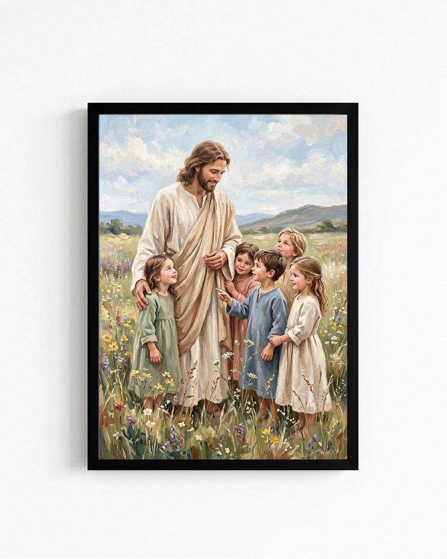 Jesus With Children Wall Art | Christian Family Art
