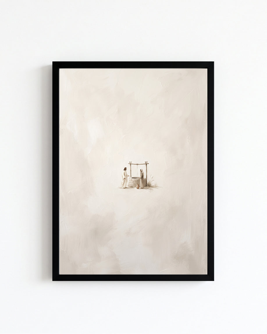 jesus samaritan woman, samaritan woman wall art, jesus at the well, biblical wall art, jesus wall art, christian wall art, christian printable, bible story art, religious wall art, christian home decor, jesus art print, christian digital download, printable wall art
