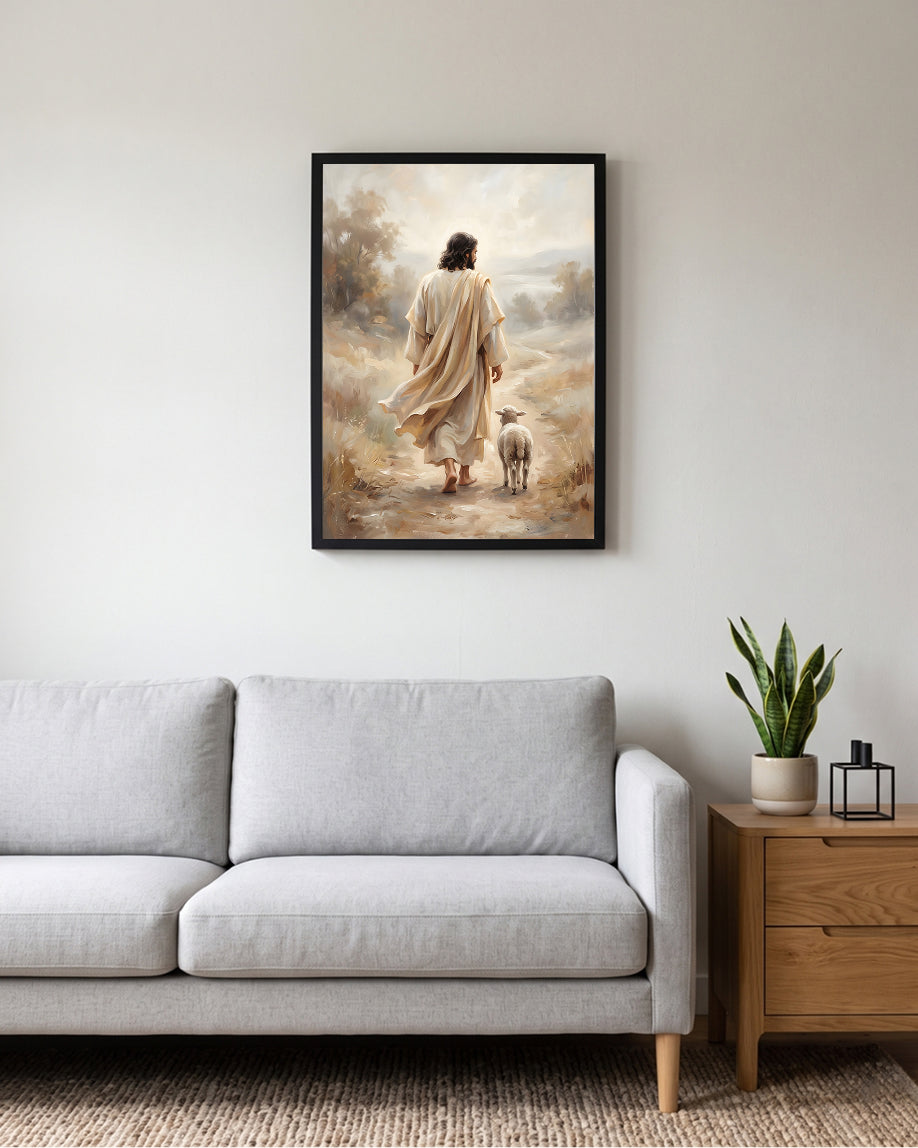 Jesus With Sheep Wall Art | Good Shepherd Christian Art
