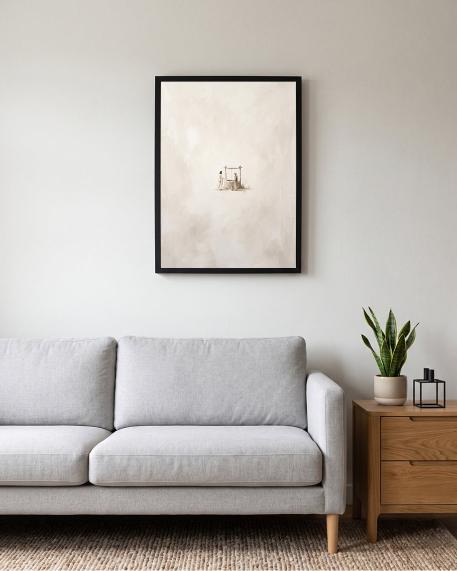 jesus samaritan woman, samaritan woman wall art, jesus at the well, biblical wall art, jesus wall art, christian wall art, christian printable, bible story art, religious wall art, christian home decor, jesus art print, christian digital download, printable wall art
