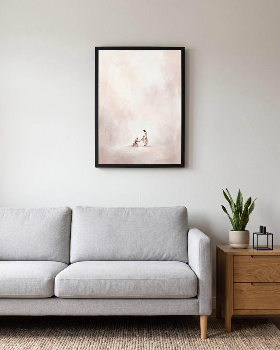 jesus helping woman, jesus wall art, christian wall art, christian printable, jesus comfort art, religious wall art, christian home decor, jesus art print, faith wall art, christian digital download, printable wall art, minimalist christian art, jesus healing art
