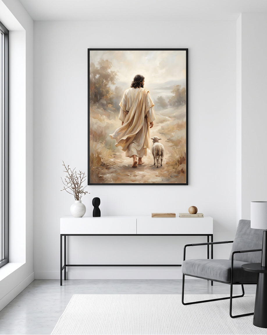 Jesus With Sheep Wall Art | Good Shepherd Christian Printable Art