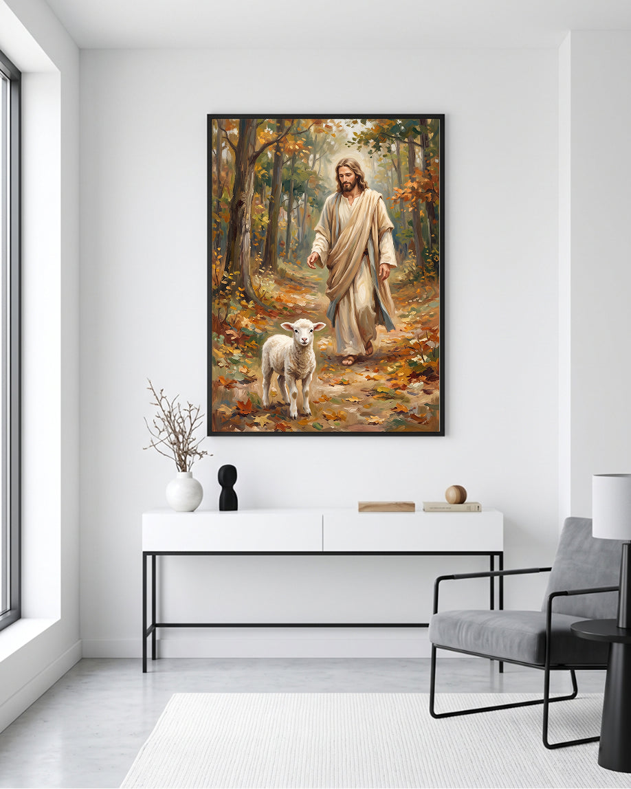 Jesus and Lamb Wall Art | Good Shepherd Christian Art