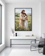 digital print, christian wall art, printable wall art, jesus wall art, jesus wall decor, jesus christ portrait, jesus digital art, religious digital print,Jesus Embracing Woman Wall Art | Christian Love Art