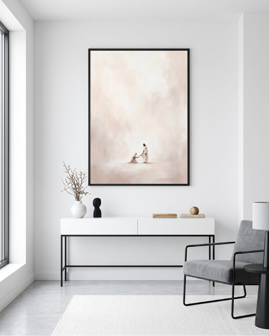jesus helping woman, jesus wall art, christian wall art, christian printable, jesus comfort art, religious wall art, christian home decor, jesus art print, faith wall art, christian digital download, printable wall art, minimalist christian art, jesus healing art
