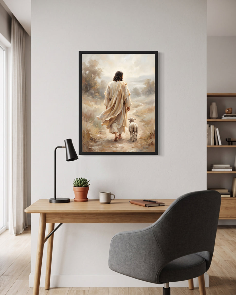 Jesus With Sheep Wall Art | Good Shepherd Christian Art
