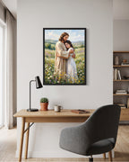 digital print, christian wall art, printable wall art, jesus wall art, jesus wall decor, jesus christ portrait, jesus digital art, religious digital print,Jesus Embracing Woman Wall Art | Christian Love Art