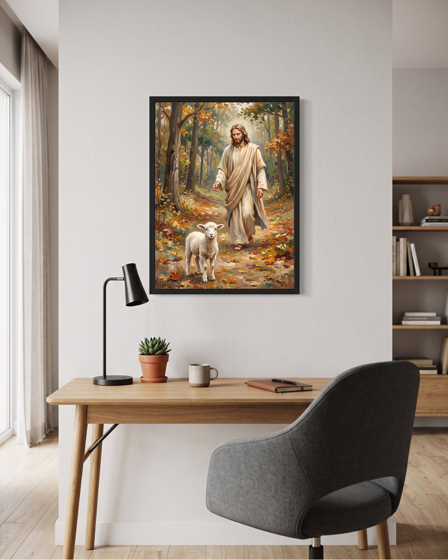 Jesus and Lamb Wall Art | Good Shepherd Christian Art