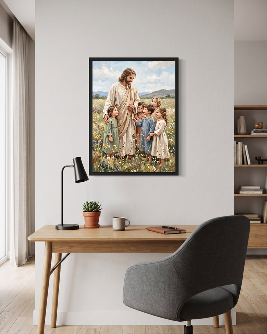 Jesus With Children Wall Art | Christian Family Art
