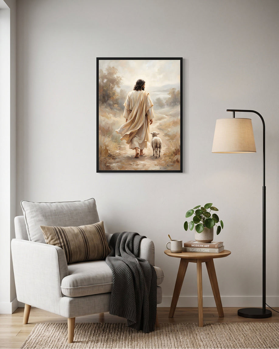 Jesus With Sheep Wall Art | Good Shepherd Christian Art
