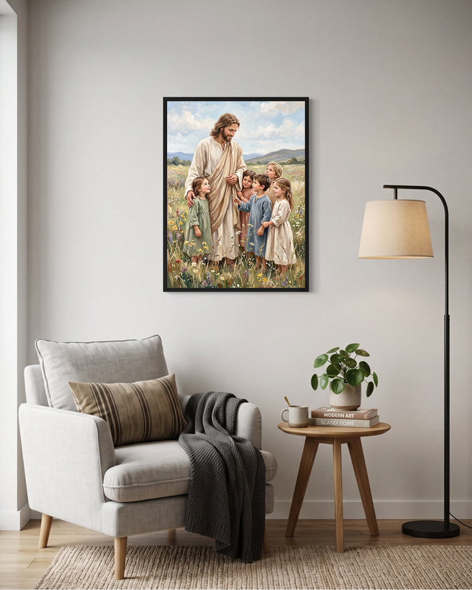 Jesus With Children Wall Art | Christian Family Art
