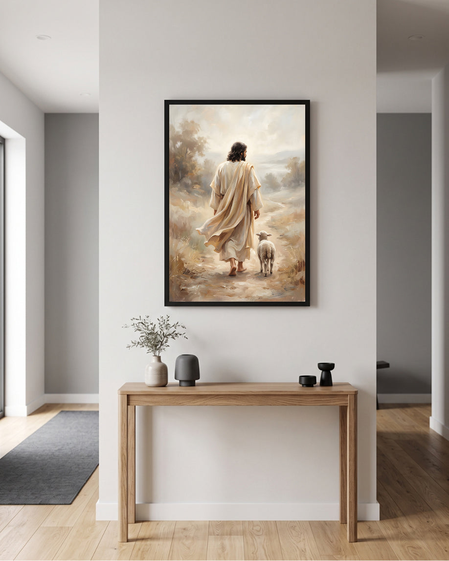 Jesus With Sheep Wall Art | Good Shepherd Christian Printable Art