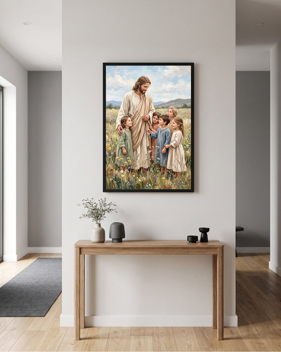 Jesus With Children Wall Art | Christian Family Printable Art