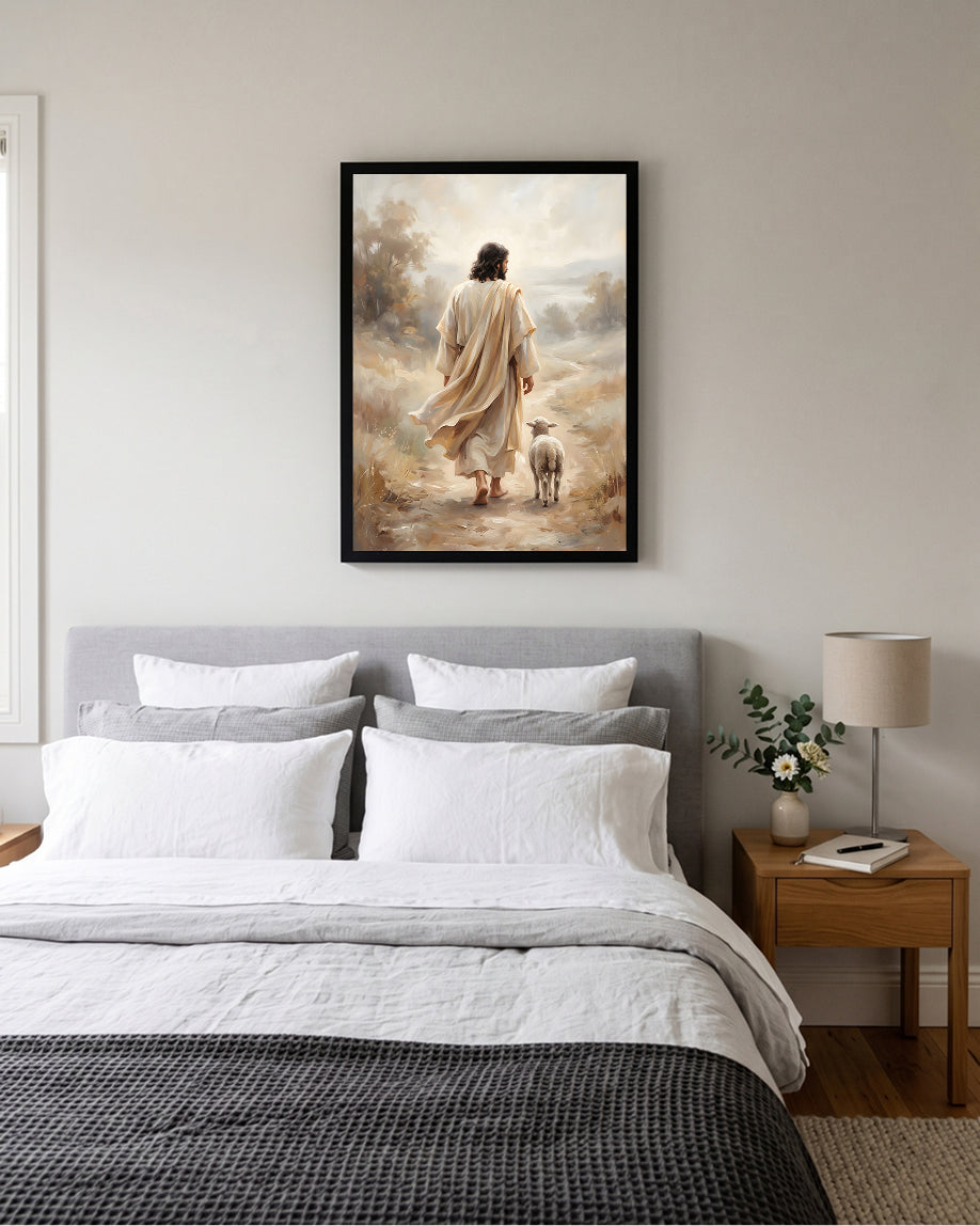 Jesus With Sheep Wall Art | Good Shepherd Christian Printable Art