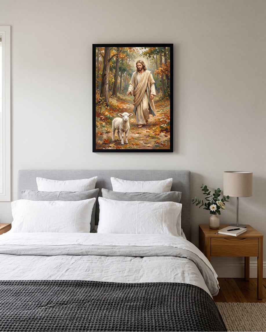 Jesus and Lamb Wall Art | Good Shepherd Christian Printable Art