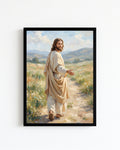 jesus wall art, framed jesus art, christian wall art, religious wall decor, jesus walking art, christian home decor, jesus print, faith wall art, christian gift, religious artwork, framed religious art, jesus meadow art
