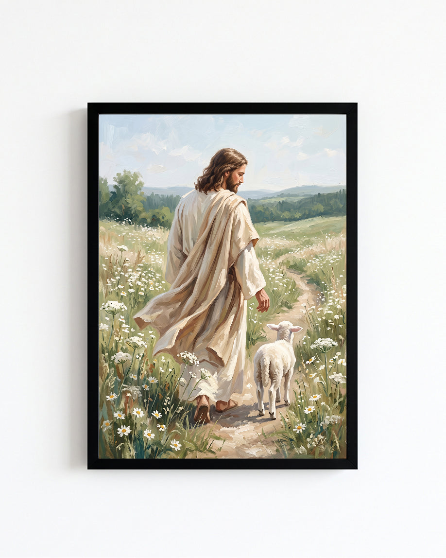 Good Shepherd Wall Art | Jesus With Sheep Christian Art
