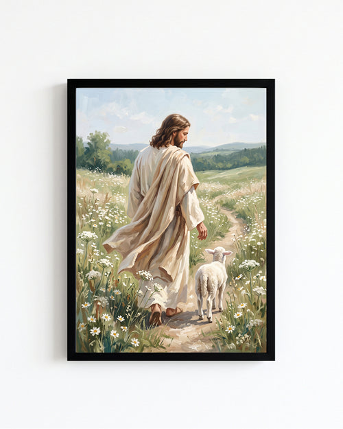 Good Shepherd Wall Art | Jesus With Sheep Christian Art
