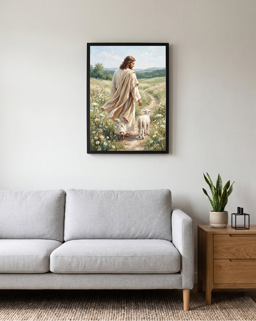 Good Shepherd Wall Art | Jesus With Sheep Christian Art
