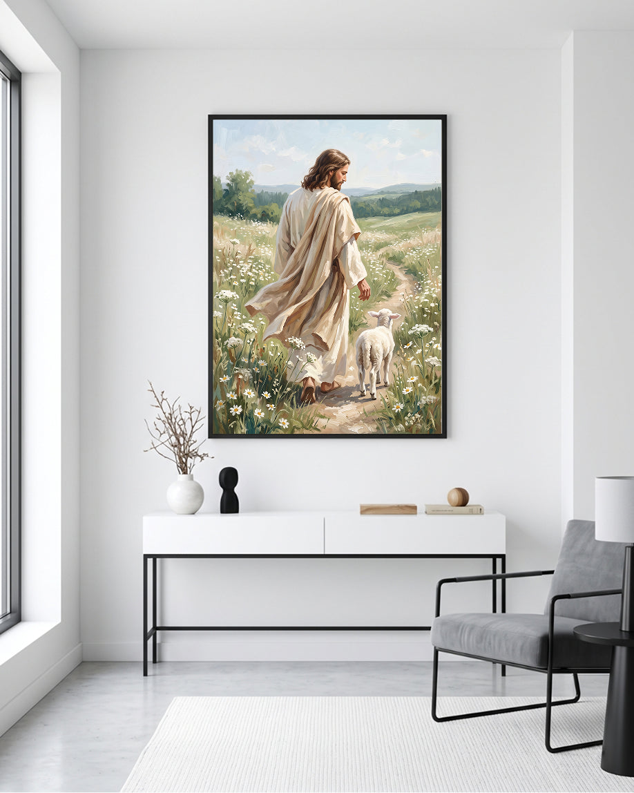 Good Shepherd Wall Art | Jesus With Sheep Christian Art
