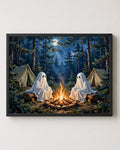 halloween ghost art, halloween wall art, spooky wall art, ghost printable, halloween printable, halloween decor, spooky home decor, ghost wall art, halloween digital download, printable halloween art, halloween campfire, spooky printable, fall halloween decor
