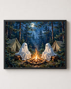 halloween ghost art, halloween wall art, spooky wall art, ghost printable, halloween printable, halloween decor, spooky home decor, ghost wall art, halloween digital download, printable halloween art, halloween campfire, spooky printable, fall halloween decor
