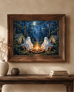 Halloween Ghost Wall Art | Spooky Campfire Printable Art